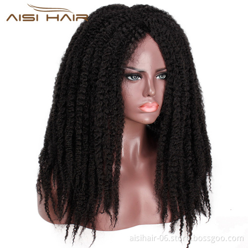 Aisi Hair Synthetic Afro Kinky Curly Hair Braids Dreadlock Marley Braiding Hair Wig Black Ombre Brown for Women